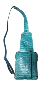 EMERALD GREEN GATOR CROSS-BODY POUCH
