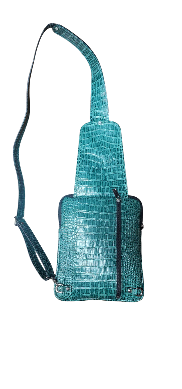 EMERALD GREEN GATOR CROSS-BODY POUCH
