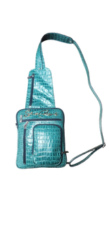 EMERALD GREEN GATOR CROSS-BODY POUCH