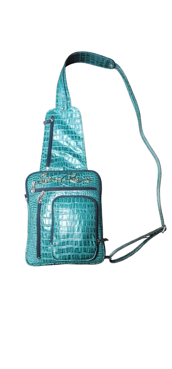 EMERALD GREEN GATOR CROSS-BODY POUCH
