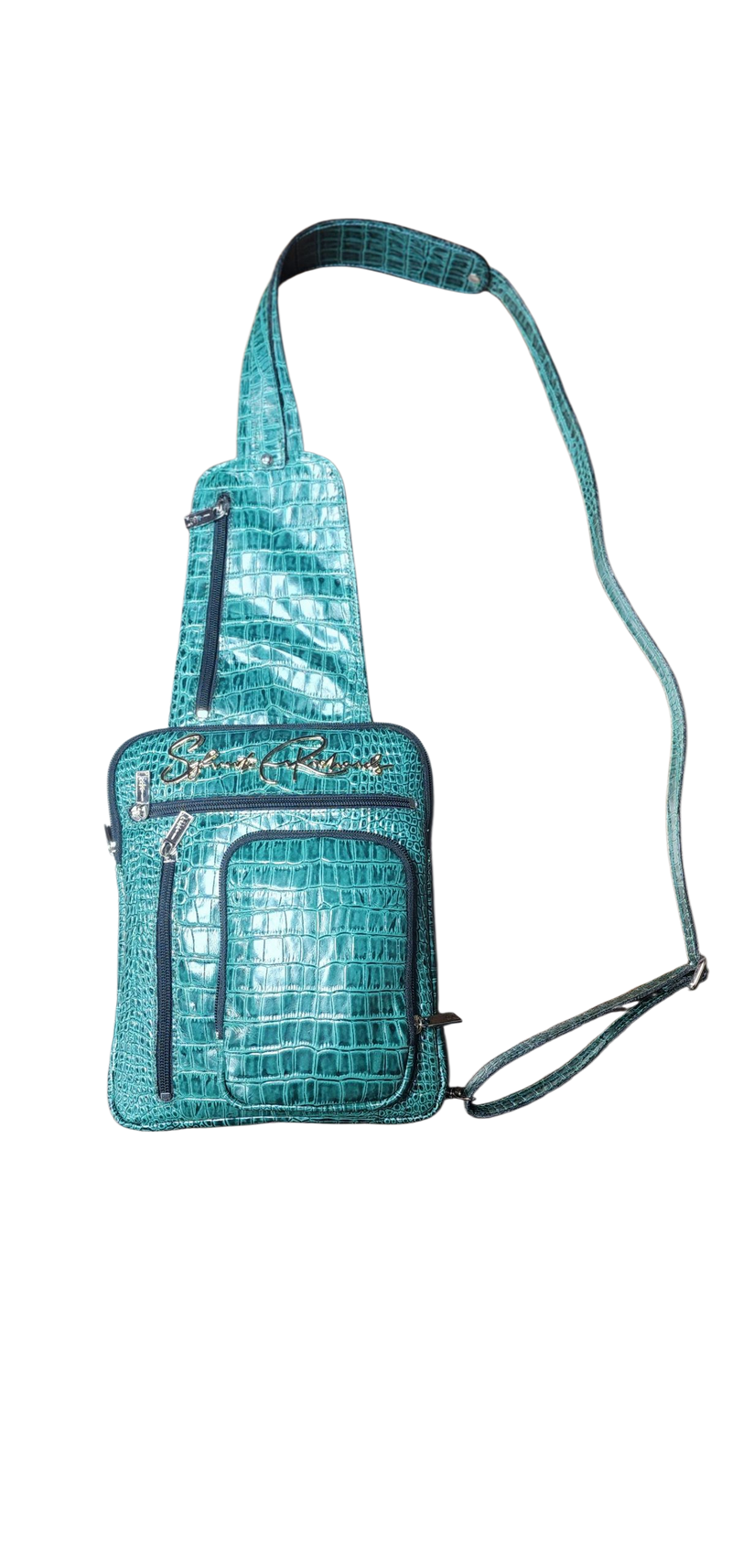 EMERALD GREEN GATOR CROSS-BODY POUCH